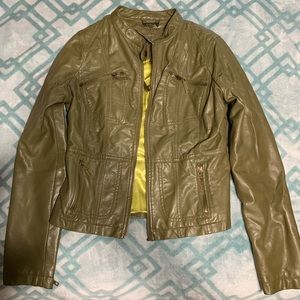 Olive faux leather jacket